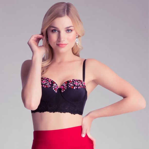 Bebe Jolie Embellished Jewel Bustier Bra Corset - Picture 1 of 3